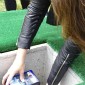 Kimberly placing urn
